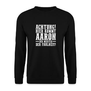 Prénom Aaron - Sweat-shirt Unisexe - noir - Devant - Alina (178cm) & Michal (187cm)