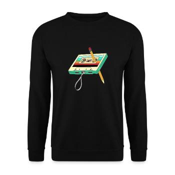 Cassette Tape Pencil 1980s Retro Vintage - Unisex Sweatshirt - black - Front - Alina (178cm) & Michal (187cm)