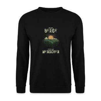 Berge lieber als Menschen Wandern für Naturfreunde - Unisex Pullover - Schwarz - Vorne - Alina (178cm) & Michal (187cm)