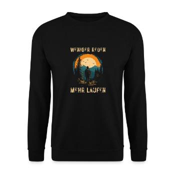 Talk less - Run more Hiking Outdoor - Unisex Sweatshirt - black - Front - Alina (178cm) & Michal (187cm)