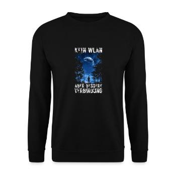 Kein WLAN Bessere Verbindung Outdoor Natur Wandern - Unisex Pullover - Schwarz - Vorne - Alina (178cm) & Michal (187cm)