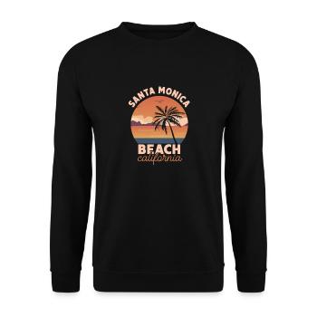 Santa Monica Beach California Sonnenuntergang - Unisex Pullover - Schwarz - Vorne - Alina (178cm) & Michal (187cm)