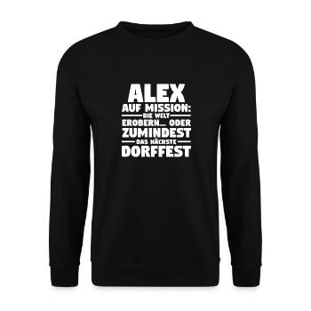 Alexander Alexandra Alexa Alex - Unisex Pullover - Schwarz - Vorne - Alina (178cm) & Michal (187cm)