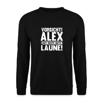 Alexander Alexandra Alexa Alex - Unisex Pullover - Schwarz - Vorne - Alina (178cm) & Michal (187cm)