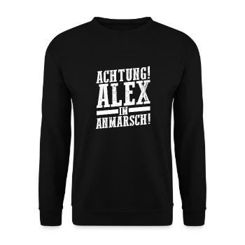 Alexander Alexandra Alexa Alex - Unisex Pullover - Schwarz - Vorne - Alina (178cm) & Michal (187cm)