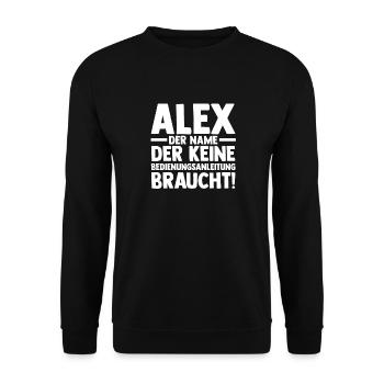 Alexander Alexandra Alexa Alex - Unisex Pullover - Schwarz - Vorne - Alina (178cm) & Michal (187cm)