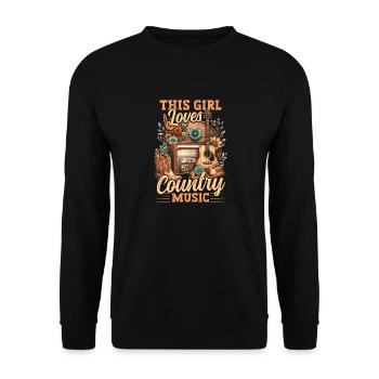 Country-Musik-Liebhaberin, dieses Mädchen liebt Country-Musik - Unisex Pullover - Schwarz - Vorne - Alina (178cm) & Michal (187cm)