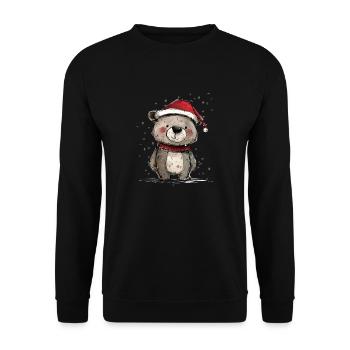 Ours en peluche avec chapeau de Père Noël - Sweat-shirt Unisexe - noir - Devant - Alina (178cm) & Michal (187cm)