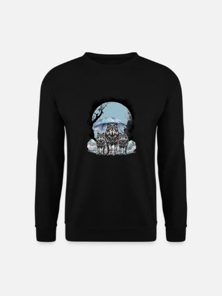 mystisch Unwetter Wölfe Regenschirm Regen Natur - Unisex Pullover - Schwarz