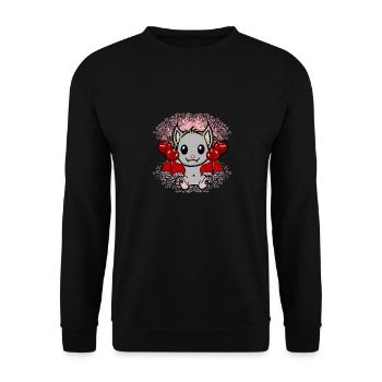 bat bats cherries cherry blossom fruit - Unisex Sweatshirt - black - Front - Alina (178cm) & Michal (187cm)