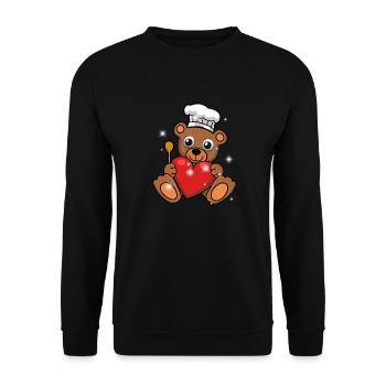 Teddy Bear Cook Cooks Cook - Unisex Sweatshirt - black - Front - Alina (178cm) & Michal (187cm)