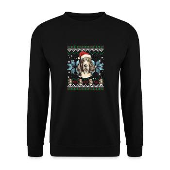 Basset Hound Pull de Noël drôle pour chien - Sweat-shirt Unisexe - noir - Devant - Alina (178cm) & Michal (187cm)