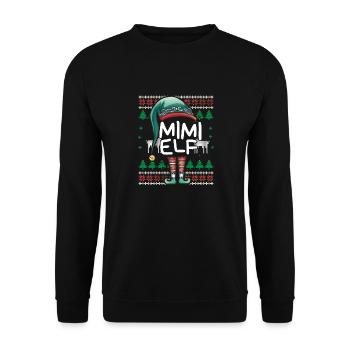 Mimi Elf Lustiges Weihnachtsfamilien-Outfit - Unisex Pullover - Schwarz - Vorne - Alina (178cm) & Michal (187cm)