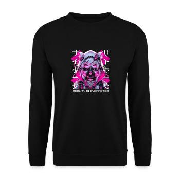 Cyberpunk Anime Girl Cyborg Futuristic Japanese - Unisex Sweatshirt - black - Front - Alina (178cm) & Michal (187cm)