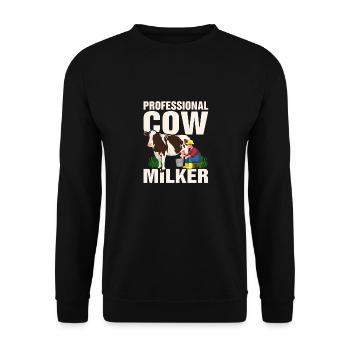 Kuhbauer Lustiger Bauernhof Kühe Tierfarm - Unisex Pullover - Schwarz - Vorne - Alina (178cm) & Michal (187cm)