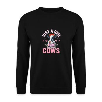 Kuhbauer Lustiger Bauernhof Kühe Tierfarm - Unisex Pullover - Schwarz - Vorne - Alina (178cm) & Michal (187cm)