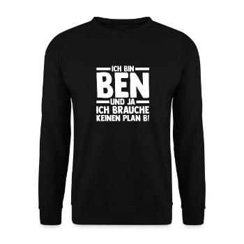 Vorname Ben - Unisex Pullover - Schwarz - Vorne - Alina (178cm) & Michal (187cm)