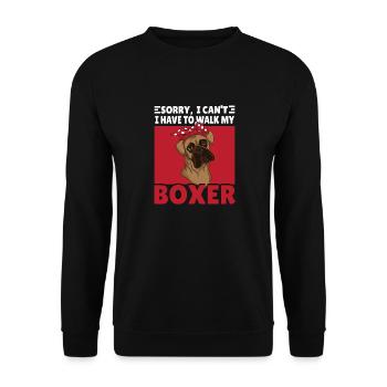 Lustiger Boxer Hund Spruch Geschenk - Unisex Pullover - Schwarz - Vorne - Alina (178cm) & Michal (187cm)