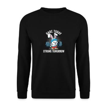 hare today strong tomorrow Funny Bunnies Fitness - Unisex Sweatshirt - black - Front - Alina (178cm) & Michal (187cm)