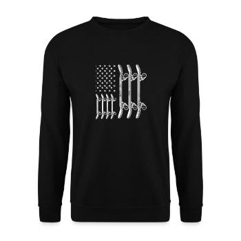 Skateboard et skateur drapeau nous design patriotique - Sweat-shirt Unisexe - noir - Devant - Alina (178cm) & Michal (187cm)