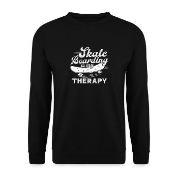 Skateboarden ist meine Therapie lustiges Skateboard - Unisex Pullover - Schwarz - Vorne - Alina (178cm) & Michal (187cm)