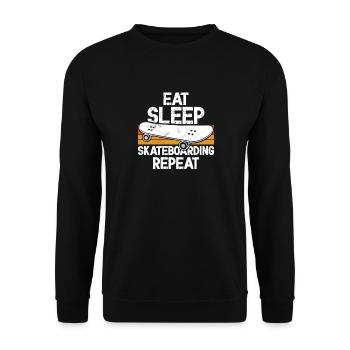 Skateboard eat sleep skateboarding repeat retro - Unisex Sweatshirt - black - Front - Alina (178cm) & Michal (187cm)