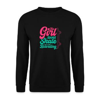 Skateboarding girl liebt Skateboarding Skaten - Unisex Pullover - Schwarz - Vorne - Alina (178cm) & Michal (187cm)