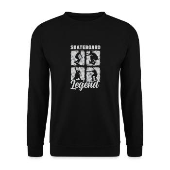 Skateboard-Legende, Retro-Skater-Liebhaber - Unisex Pullover - Schwarz - Vorne - Alina (178cm) & Michal (187cm)