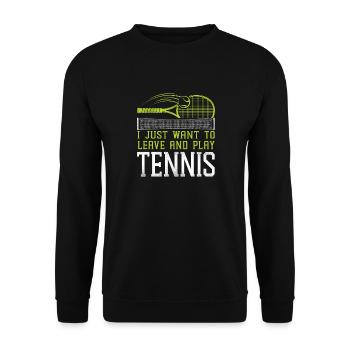 Funny Tennis Player Racket I Just - Unisex Pullover - Schwarz - Vorne - Alina (178cm) & Michal (187cm)