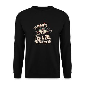 Darts spielen mädchen werfen bullseye darts frauen - Unisex Pullover - Schwarz - Vorne - Alina (178cm) & Michal (187cm)