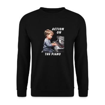 ACTION ON THE PIANO - Unisex Sweatshirt - black - Front - Alina (178cm) & Michal (187cm)