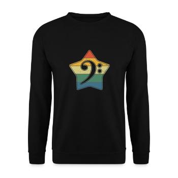 Clé de Fa Note de Musique Rétro Vintage Star - Sweat-shirt Unisexe - noir - Devant - Alina (178cm) & Michal (187cm)