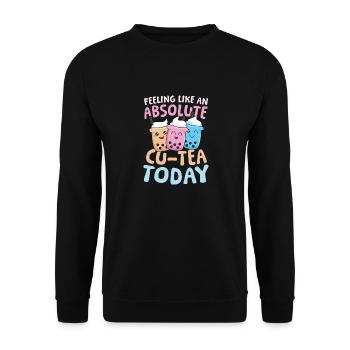Feeling like an absolute cu-tea Bubble Tea - Unisex Pullover - Schwarz - Vorne - Alina (178cm) & Michal (187cm)