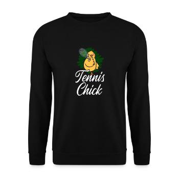 Funny Tennis Player Racket Chicken - Unisex Sweatshirt - black - Front - Alina (178cm) & Michal (187cm)