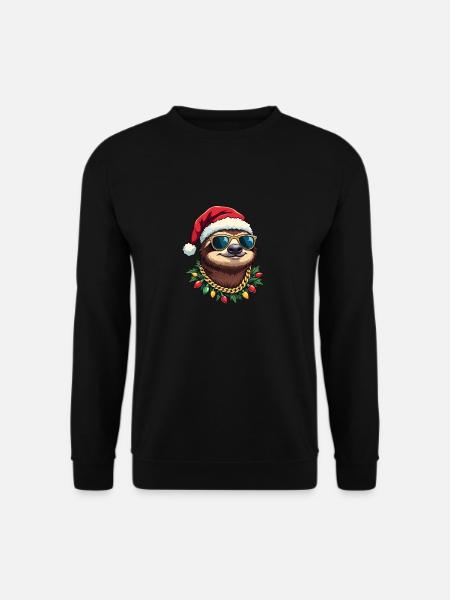 Xmas Sloth – Weihnachts-Faultier - Unisex Pullover - Schwarz