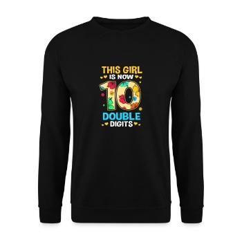 14th birthday Ten year of birth Date of birth - Unisex Sweatshirt - black - Front - Alina (178cm) & Michal (187cm)