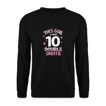 15th Birthday Ten Year of Birth Date of Birth Date of Birth - Unisex Sweatshirt - black - Front - Alina (178cm) & Michal (187cm)