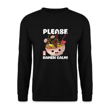Please Ramen Calm Funny Noodles Japanese Food - Unisex Sweatshirt - black - Front - Alina (178cm) & Michal (187cm)