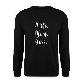 Wife Mom - Unisex Pullover - Schwarz - Vorne - Alina (178cm) & Michal (187cm)