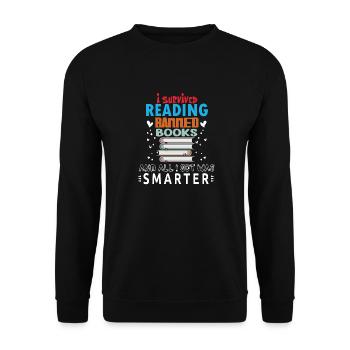 Womens I Survived Reading Banned Books - Unisex Sweatshirt - black - Front - Alina (178cm) & Michal (187cm)