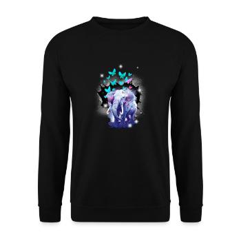 Eléphant Eléphants Papillons Insectes Enfants - Sweat-shirt Unisexe - noir - Devant - Alina (178cm) & Michal (187cm)