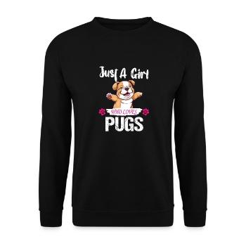 Pug Love Girl - Unisex Sweatshirt - black - Front - Alina (178cm) & Michal (187cm)