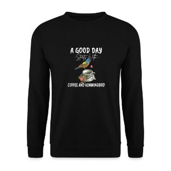 A Good Day Starts With Coffee And Hummingbird - Unisex Sweatshirt - black - Front - Alina (178cm) & Michal (187cm)