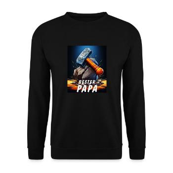 VA-THOR HAMMER BESTER PAPA - Unisex Pullover - Schwarz - Vorne - Alina (178cm) & Michal (187cm)