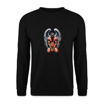 Fallen Angel Gebrochener Engel Engelsflügel - Unisex Pullover - Schwarz - Vorne - Alina (178cm) & Michal (187cm)