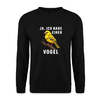 JA, ICH HABE EINEN VOGEL - Unisex Pullover - Schwarz - Vorne - Alina (178cm) & Michal (187cm)