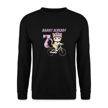 VÉLO CHAT BAAM !! DÉJÀ SEPT - Sweat-shirt Unisexe - noir - Devant - Alina (178cm) & Michal (187cm)
