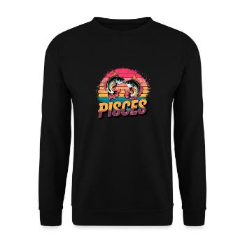 Pisces Horoscope Astrology 80s Vintage Sign. - Unisex Sweatshirt - black - Front - Alina (178cm) & Michal (187cm)