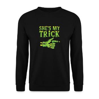 Halloween couple she's my trick celebrate - Unisex Sweatshirt - black - Front - Alina (178cm) & Michal (187cm)
