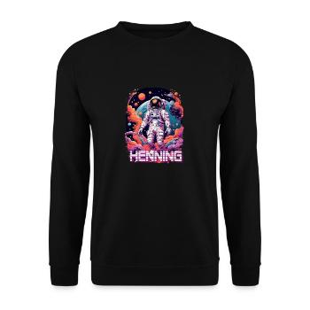 HENNING - Beau nom de garçon avec astronaute cool - Sweat-shirt Unisexe - noir - Devant - Alina (178cm) & Michal (187cm)